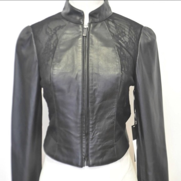 bebe Jackets & Blazers - Bebe Leather & Lace Jacket